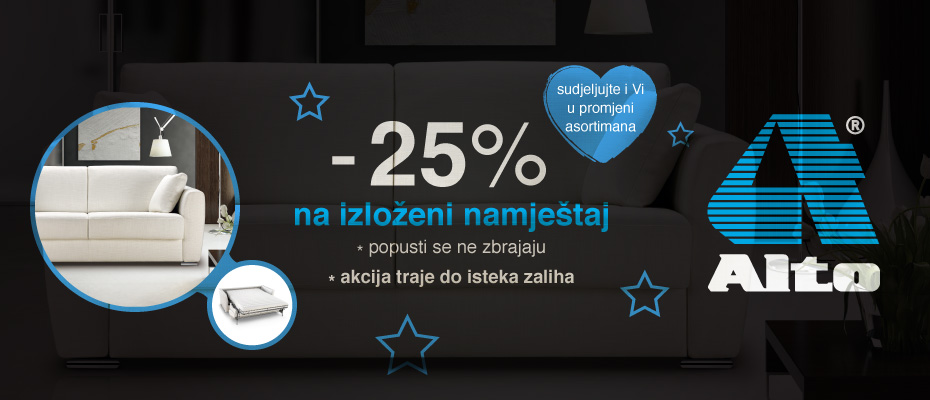 25% popusta na izloženi namještaj